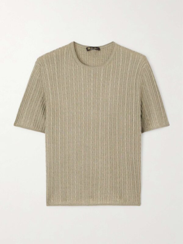 Rimella cable-knit cashmere and silk-blend T-shirt