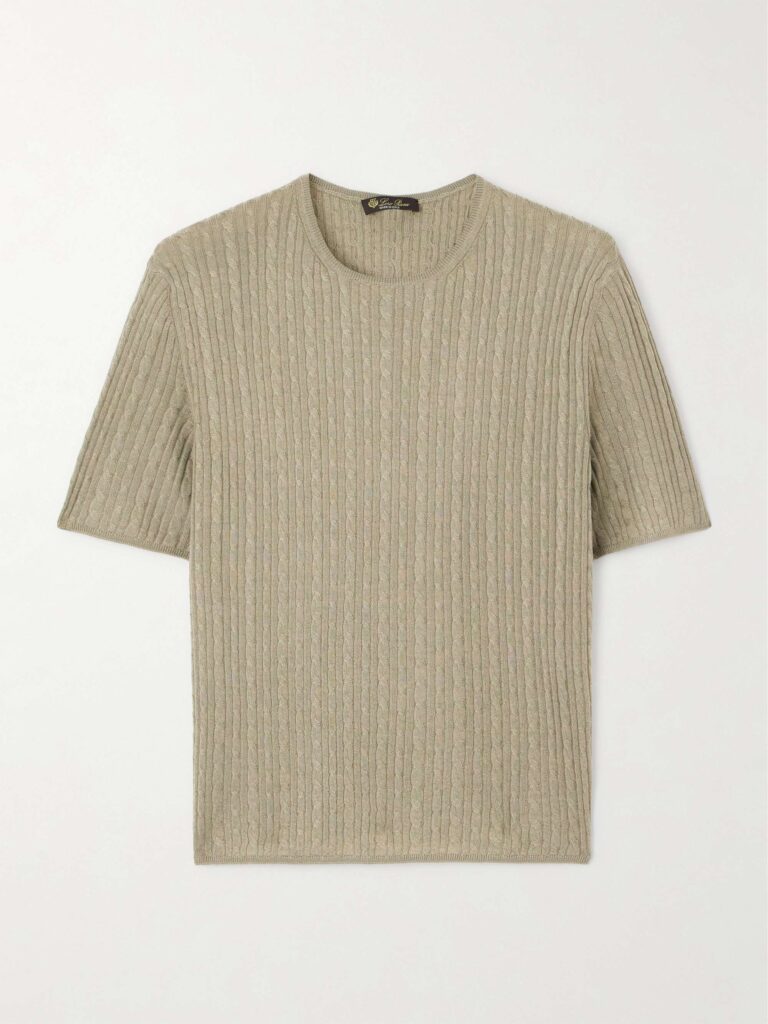 Rimella cable-knit cashmere and silk-blend T-shirt