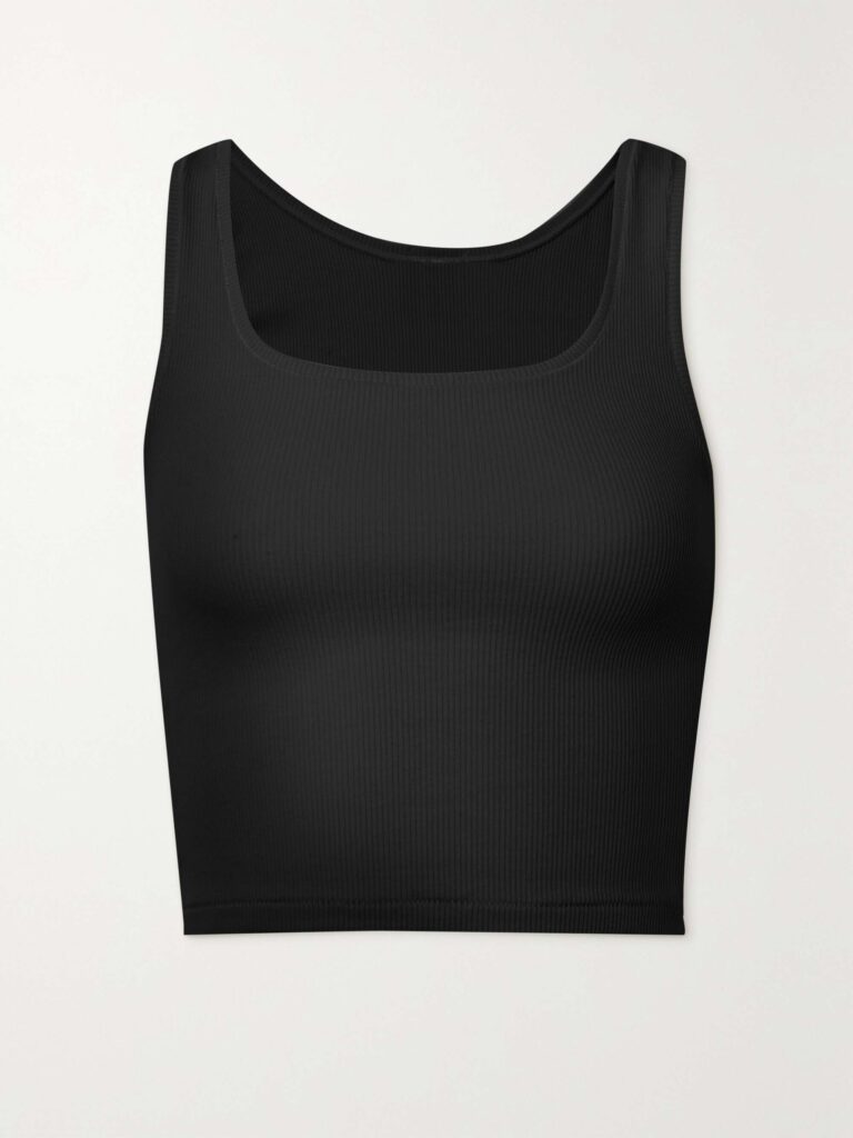 Ribbed cotton-blend jersey tank - Soot