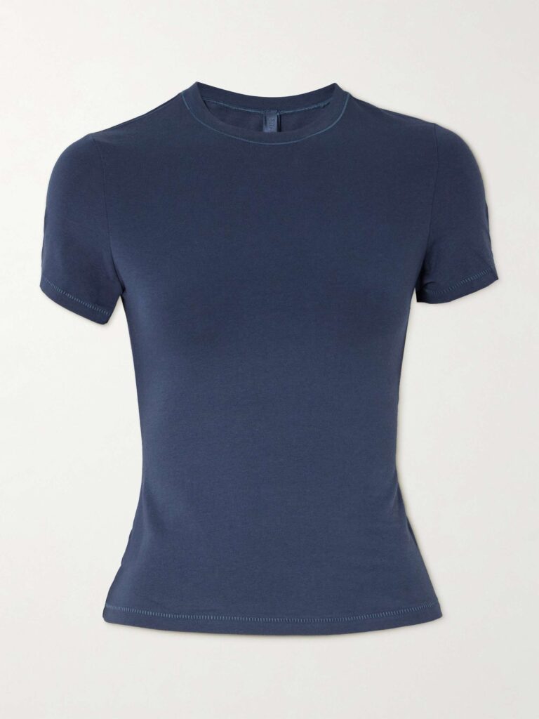 Stretch-cotton jersey T-shirt - Navy