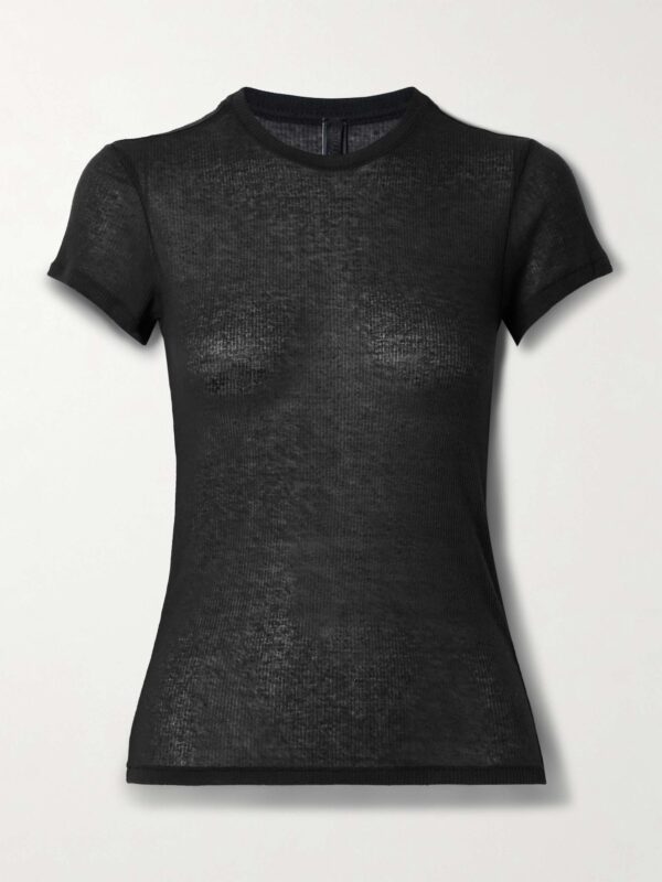 Sheer Stretch-Jersey T-Shirt - Soot