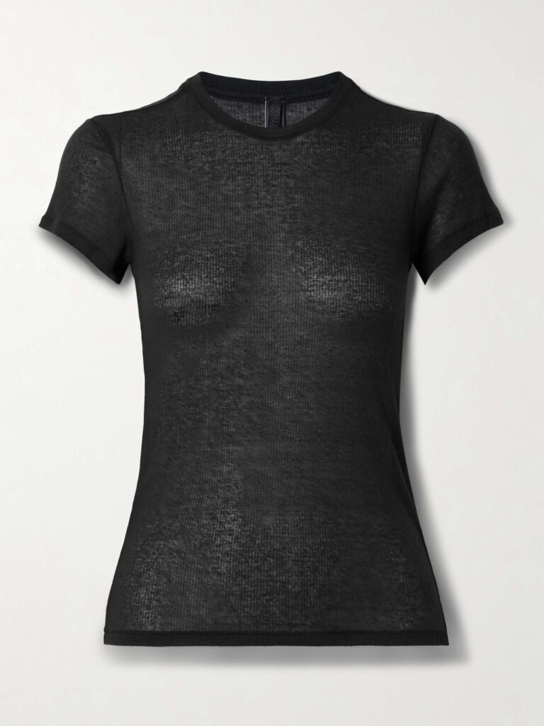 Sheer Stretch-Jersey T-Shirt - Soot