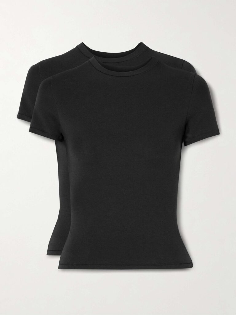 Set of two stretch-cotton jersey T-shirts - Soot