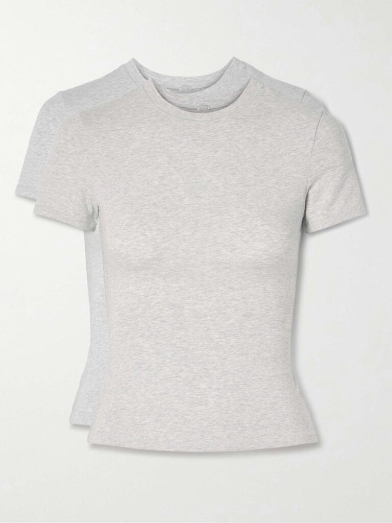 Set of two stretch-cotton jersey T-shirts - Light Heather Grey
