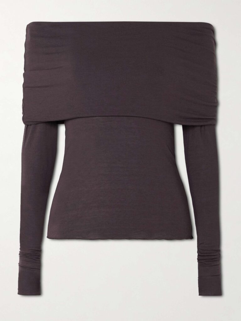 Sheer Modal-Blend Off-Shoulder Long-Sleeve Top - Phoenix