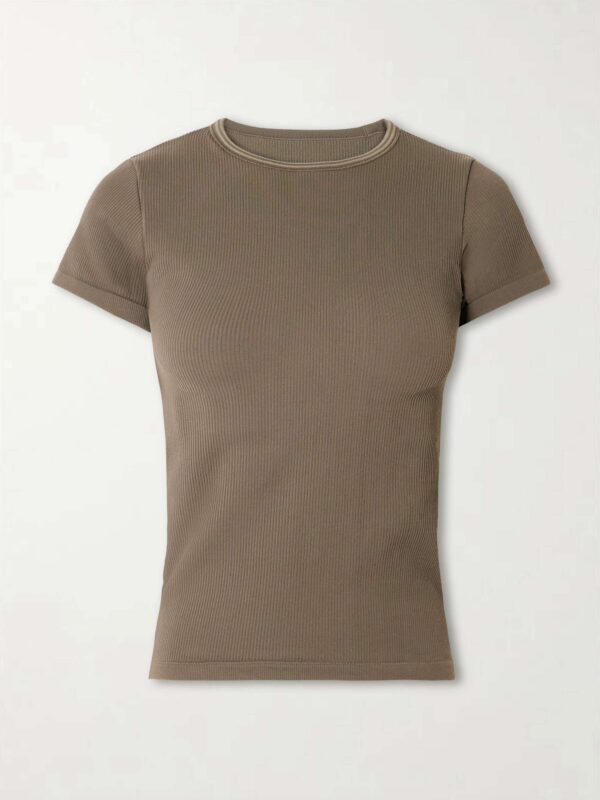 + Nike Ribbed Seamless Baby Tee - Dusty Oakmoss