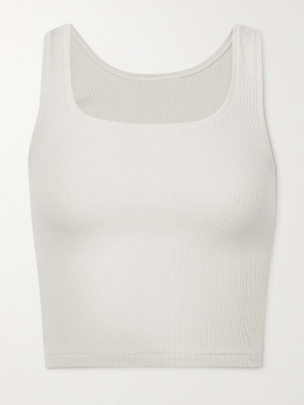 Ribbed cotton-blend jersey tank - Bone