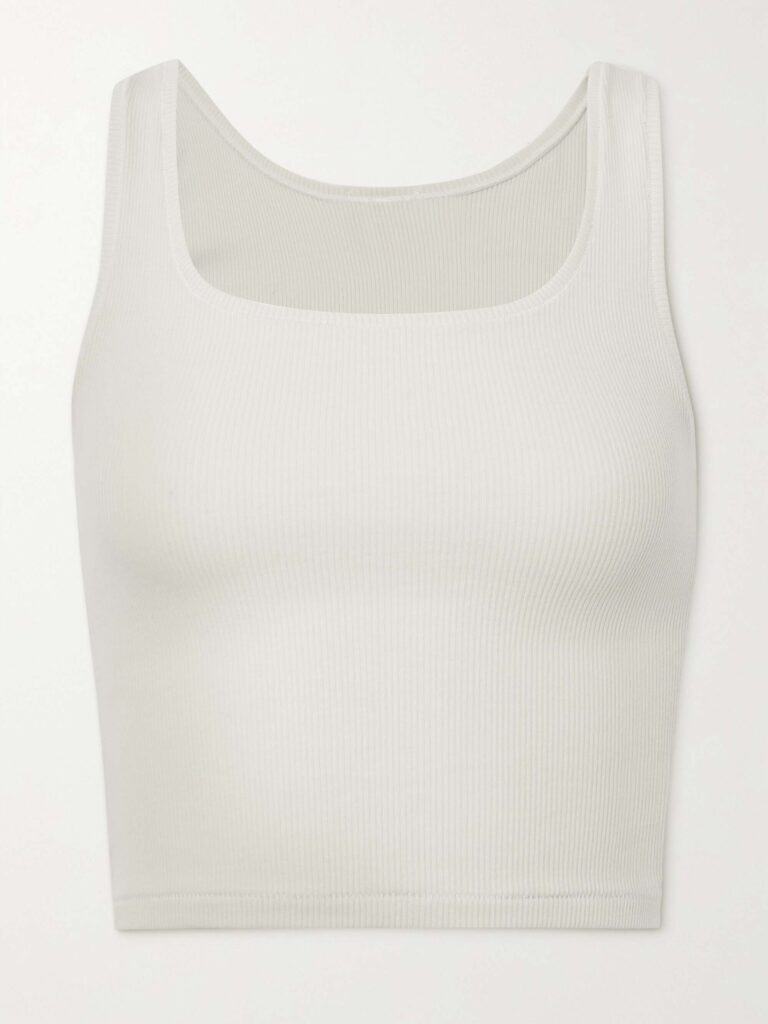 Ribbed cotton-blend jersey tank - Bone