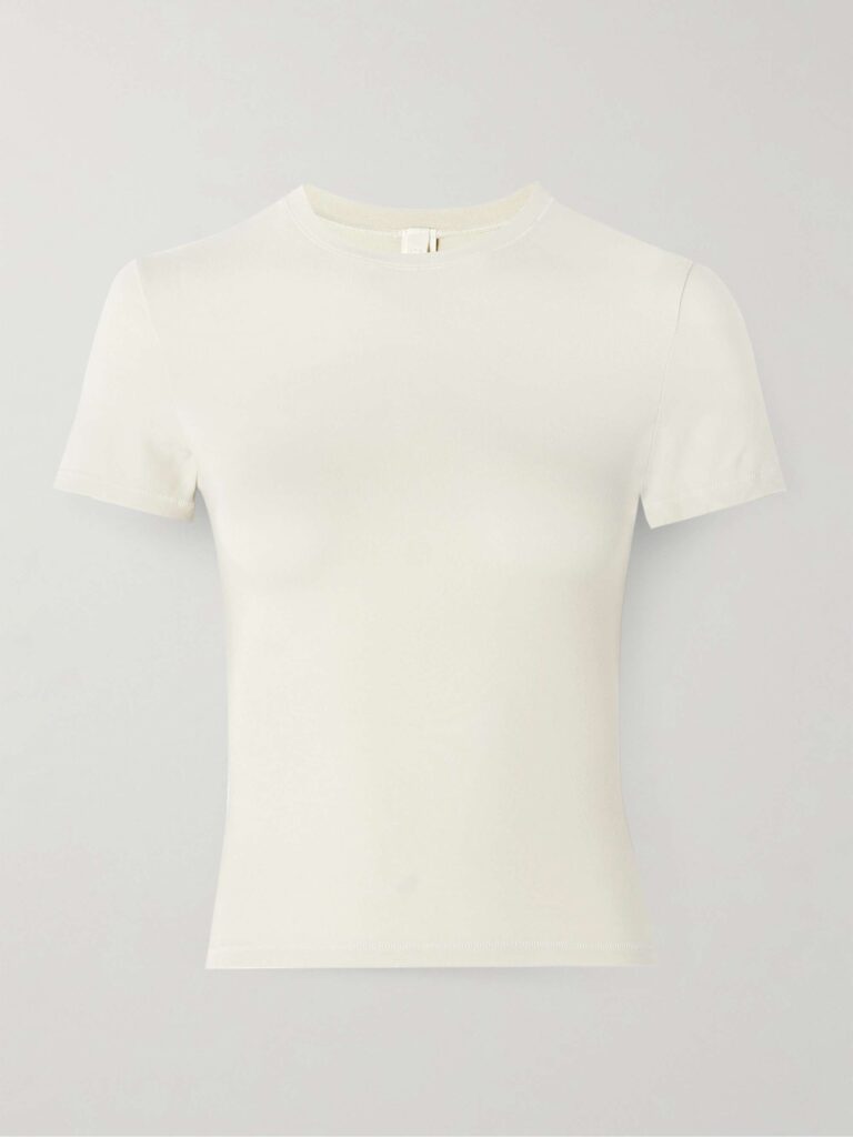 Stretch-cotton jersey T-shirt - Bone