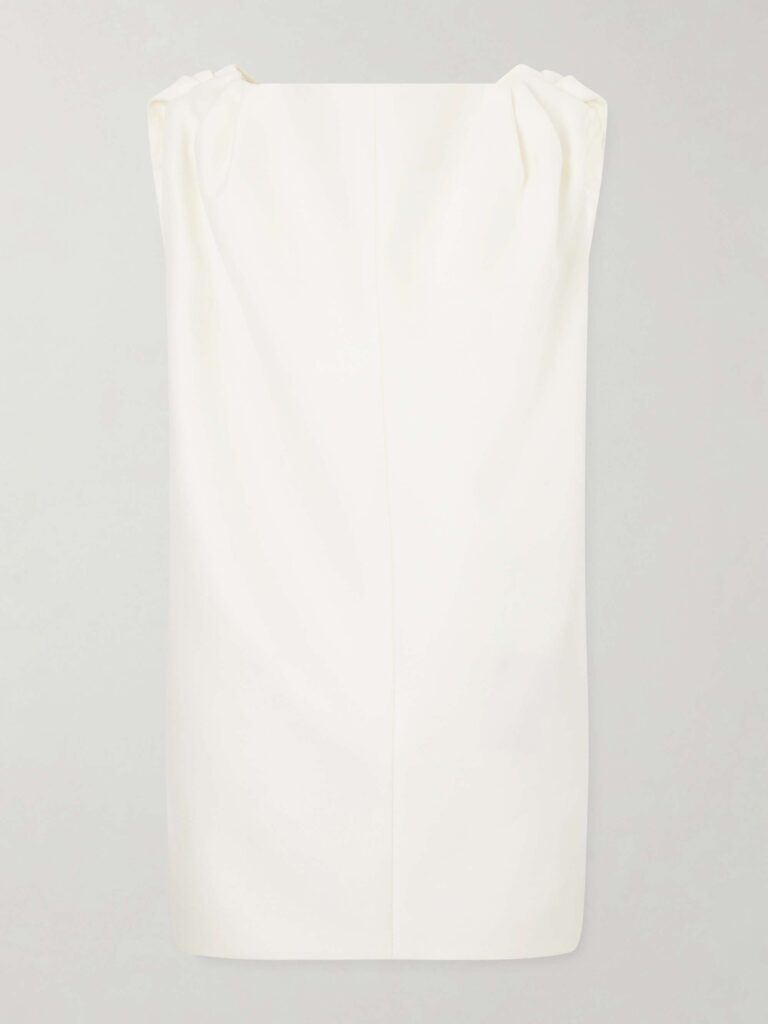 Gathered wool and silk-blend midi dress