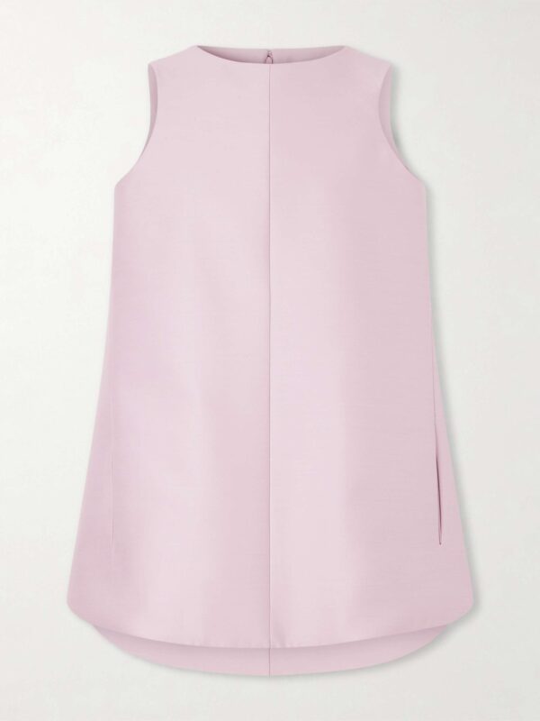 Sack wool and silk-blend cady mini dress