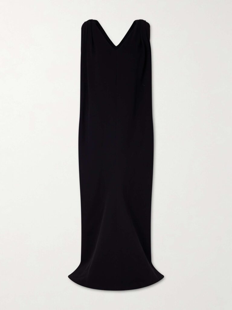 Draped silk and wool-blend crepe maxi dress