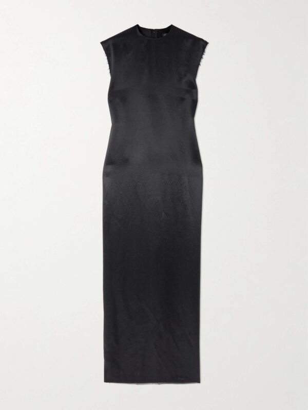 Frayed satin maxi dress