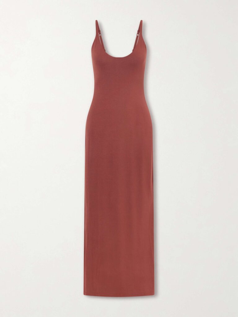 Smooth Layers Skimpy Scoop Neck Maxi Dress - Henna