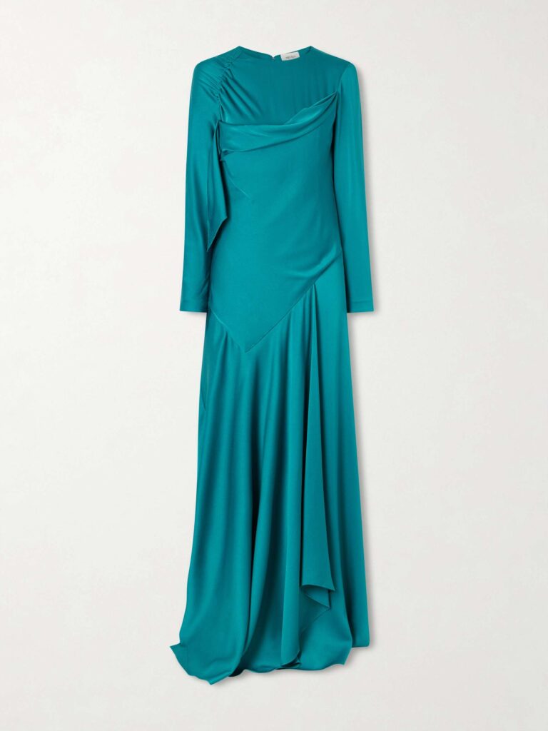 Draped satin gown