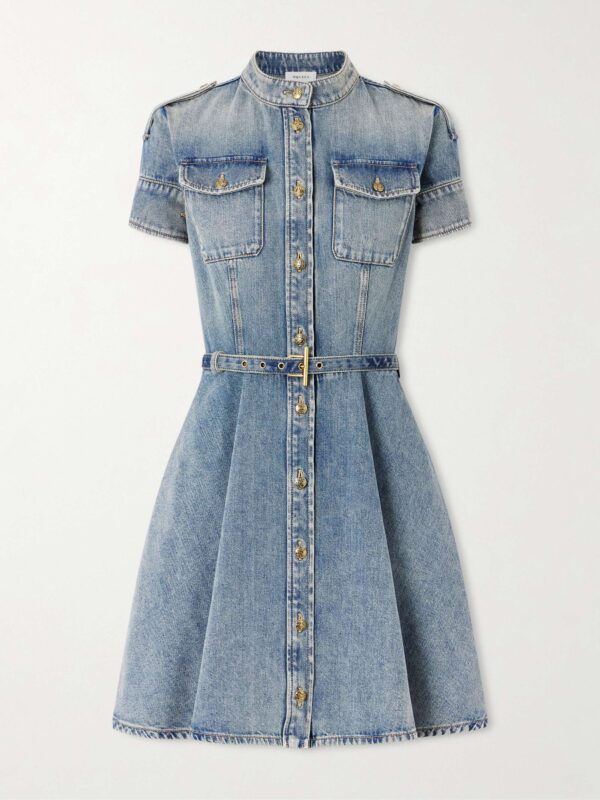 Belted denim mini dress