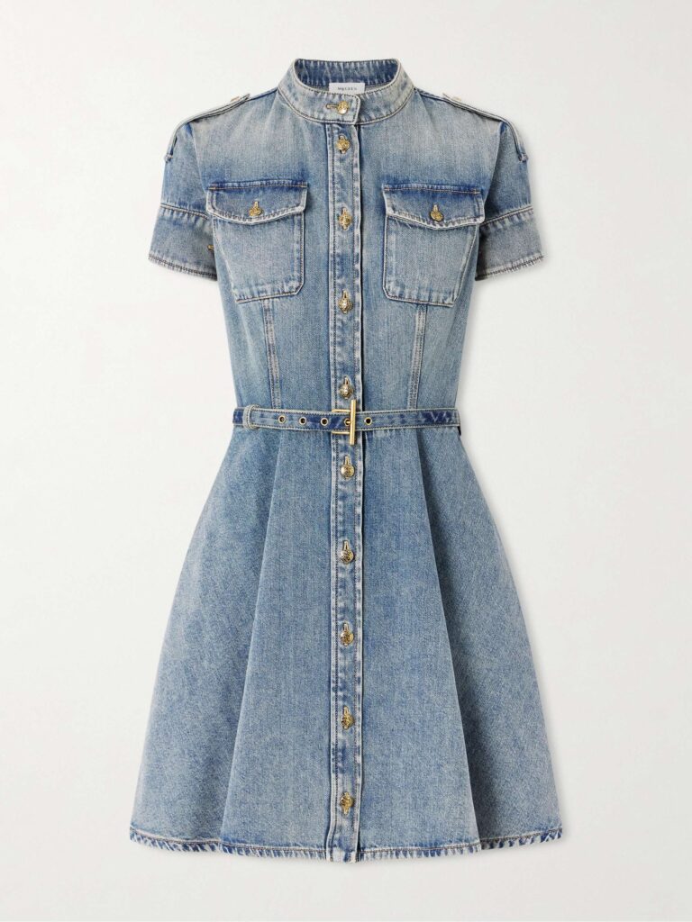 Belted denim mini dress