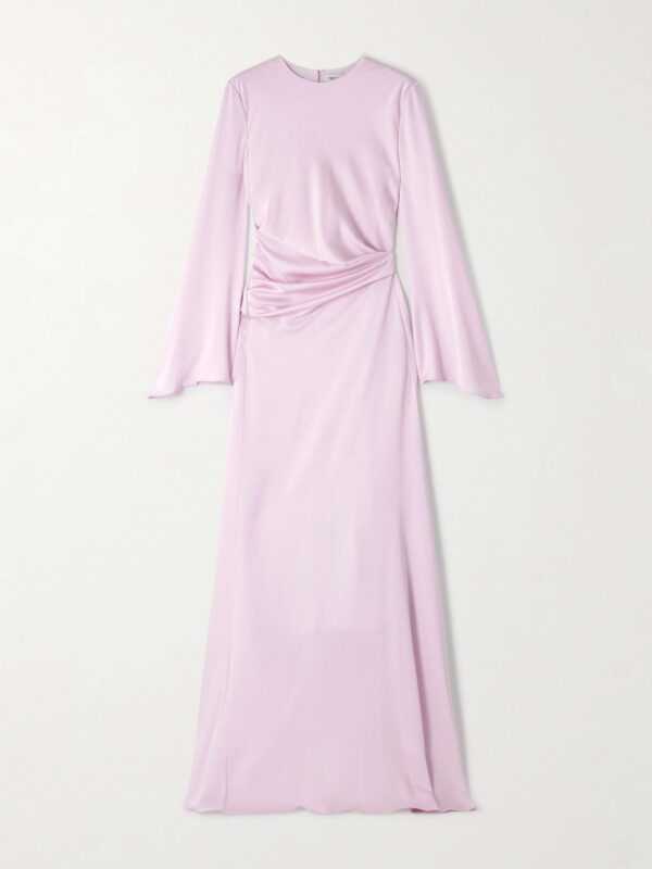 Gathered satin-crepe gown