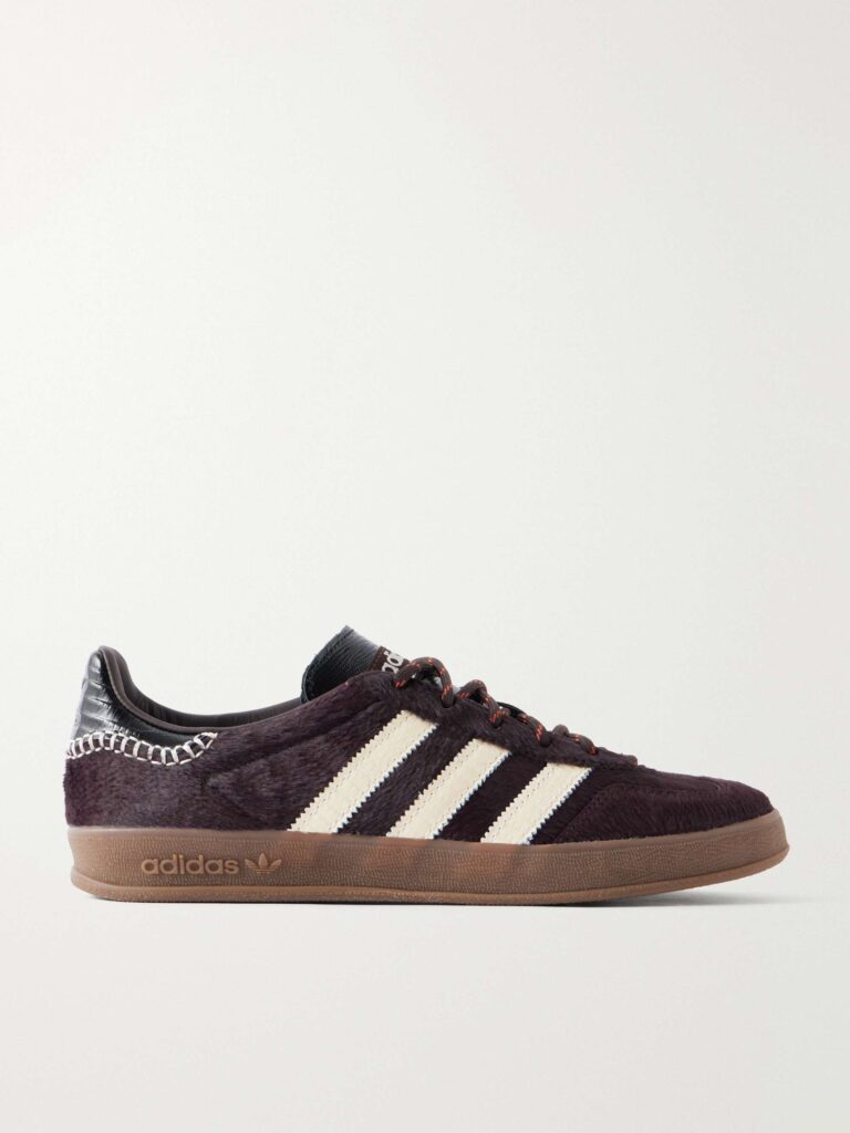 + Wales Bonner Gazelle lizard-effect leather-trimmed pony hair sneakers