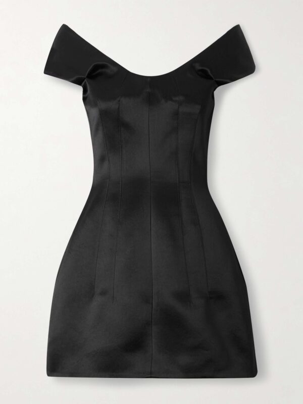 Off-the-shoulder satin mini dress