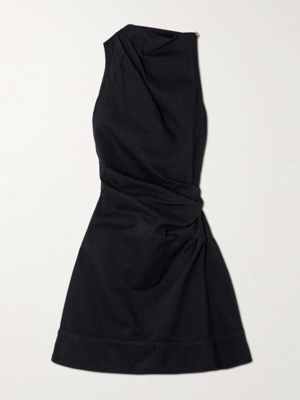 Gathered denim mini dress
