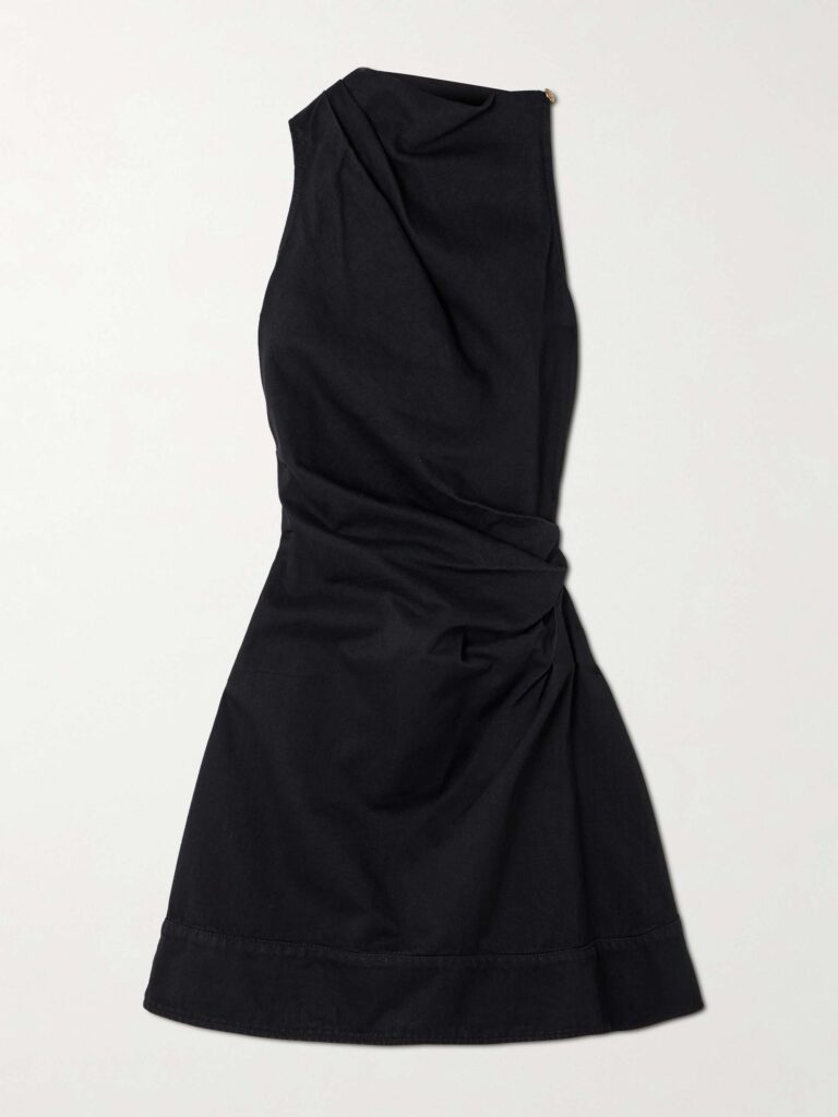 Gathered denim mini dress