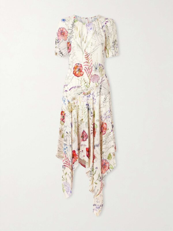 Floral-print crepe midi dress