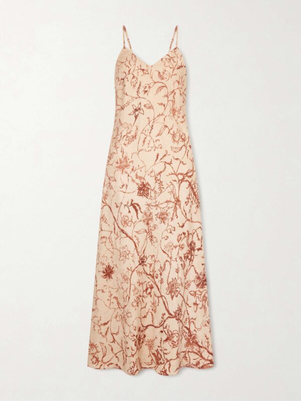 Floral silk-jacquard midi dress