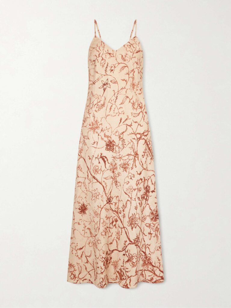 Floral silk-jacquard midi dress