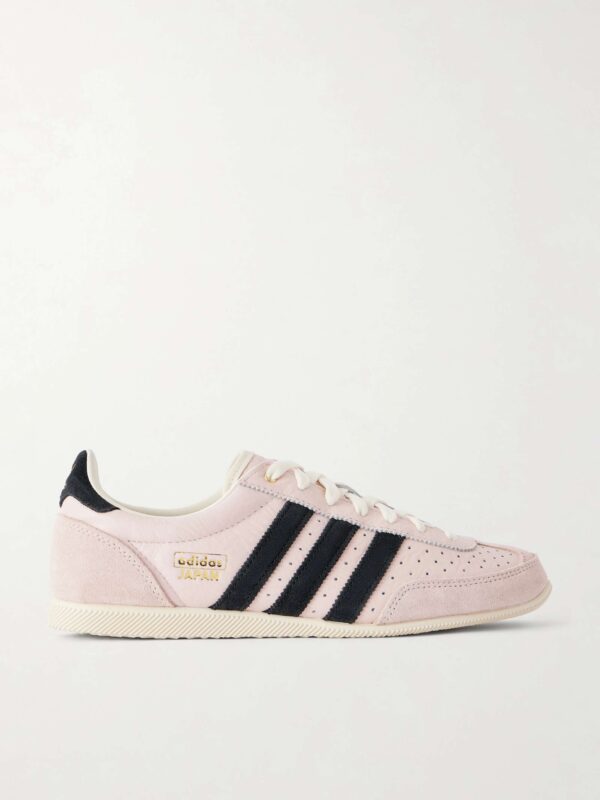 Japan lace-up suede-trimmed leather sneakers
