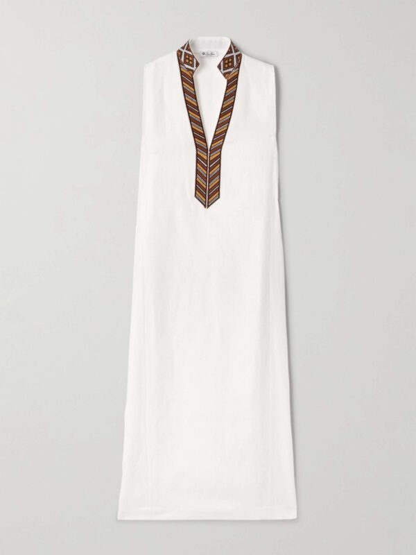 Abril embroidered linen midi dress