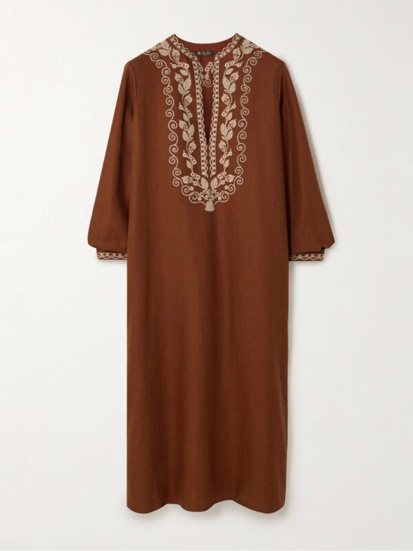 Embroidered linen kaftan