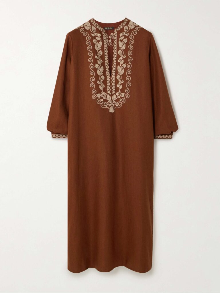 Embroidered linen kaftan