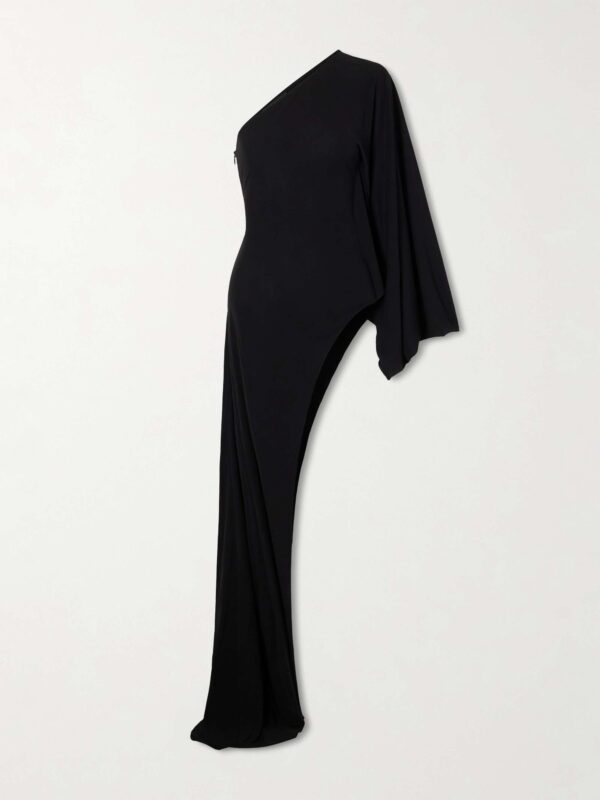 One-sleeve asymmetric jersey gown