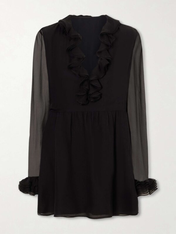 Ruffled sheer mini dress