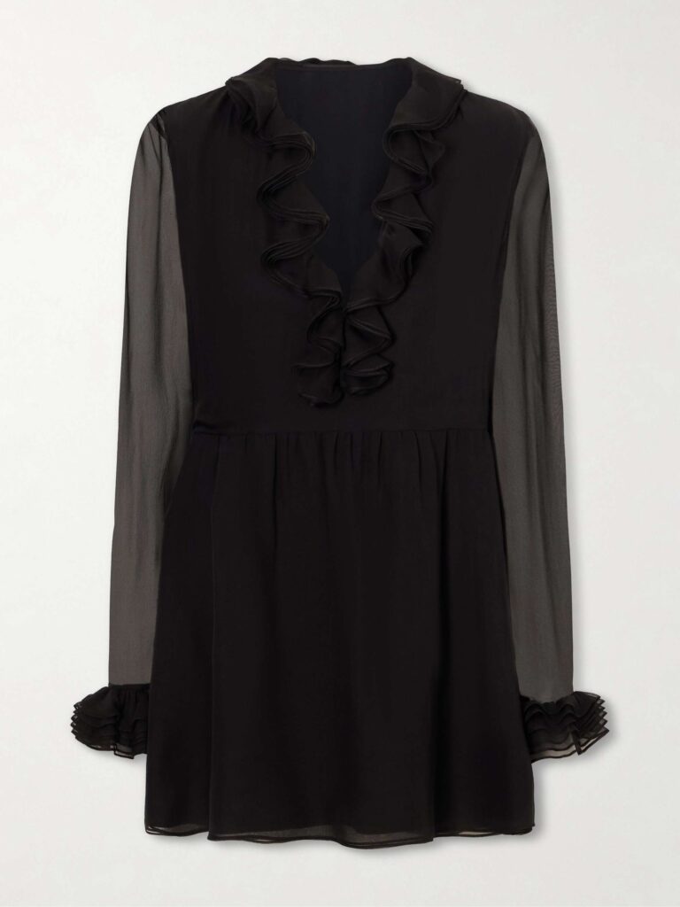 Ruffled sheer mini dress