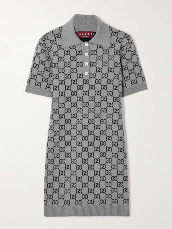 Jacquard-knit wool-blend mini dress