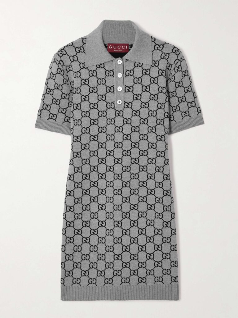 Jacquard-knit wool-blend mini dress