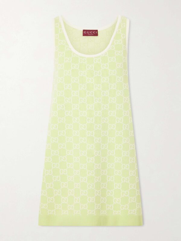 Jacquard-knit cotton mini dress
