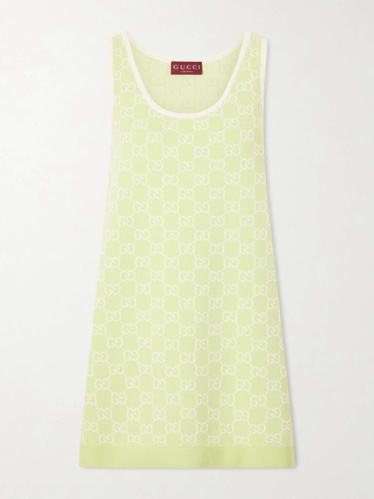 Jacquard-knit cotton mini dress