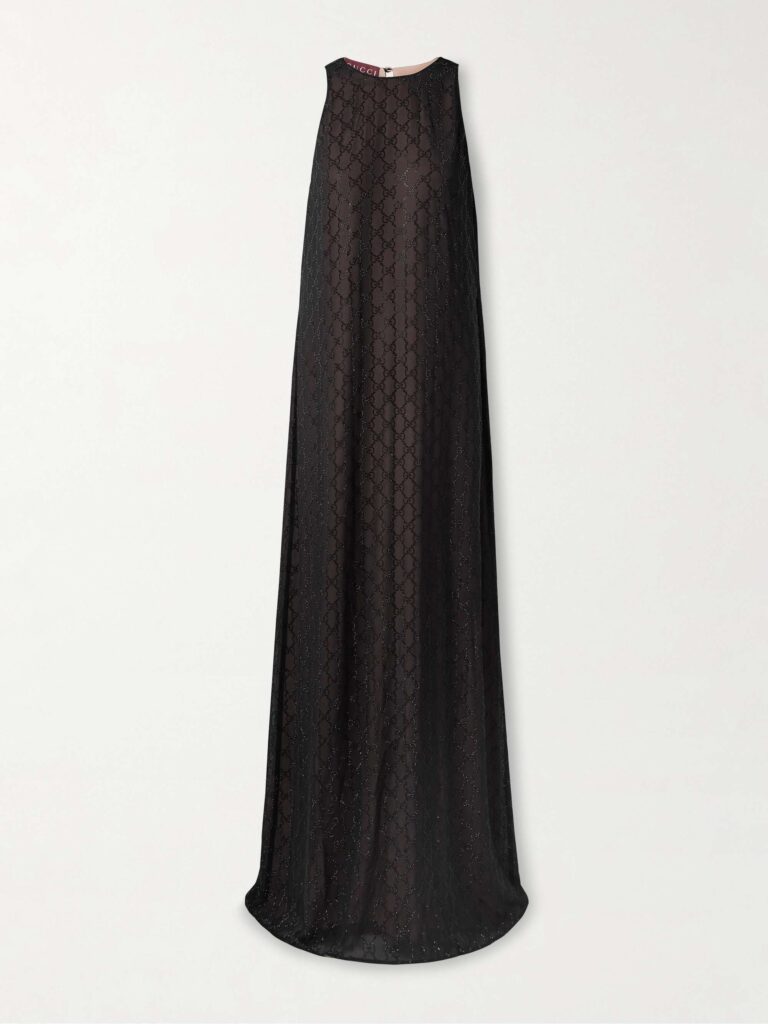 Crystal-embellished silk-chiffon gown