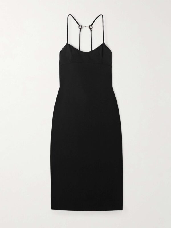 Embellished crepe midi dress