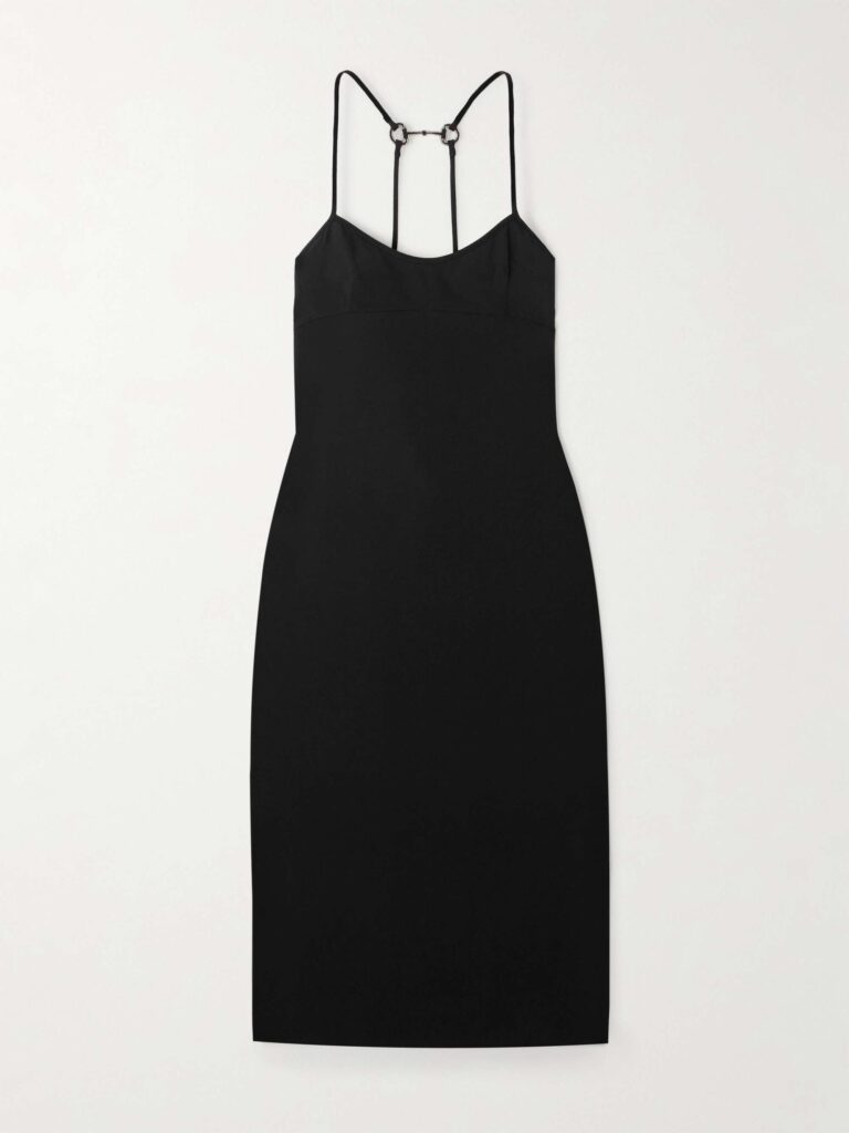 Embellished crepe midi dress