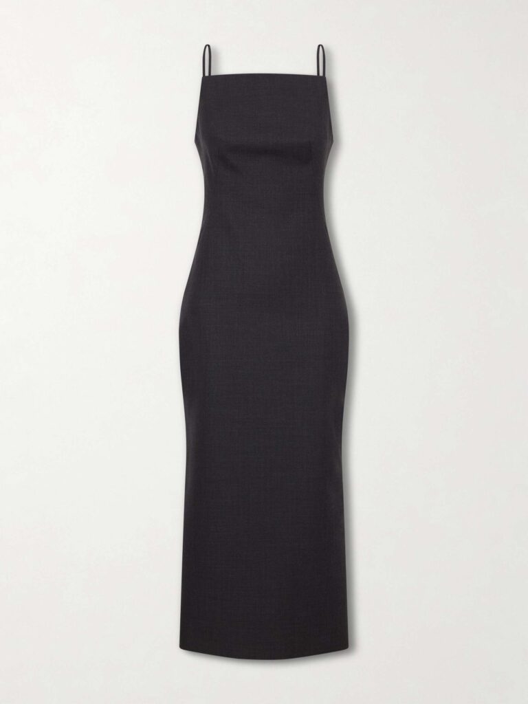 Sliced Kickback grain de poudre wool midi dress