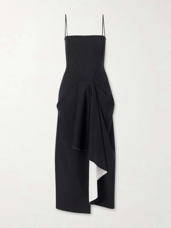 Asymmetric wool and mohair-blend midi wrap dress
