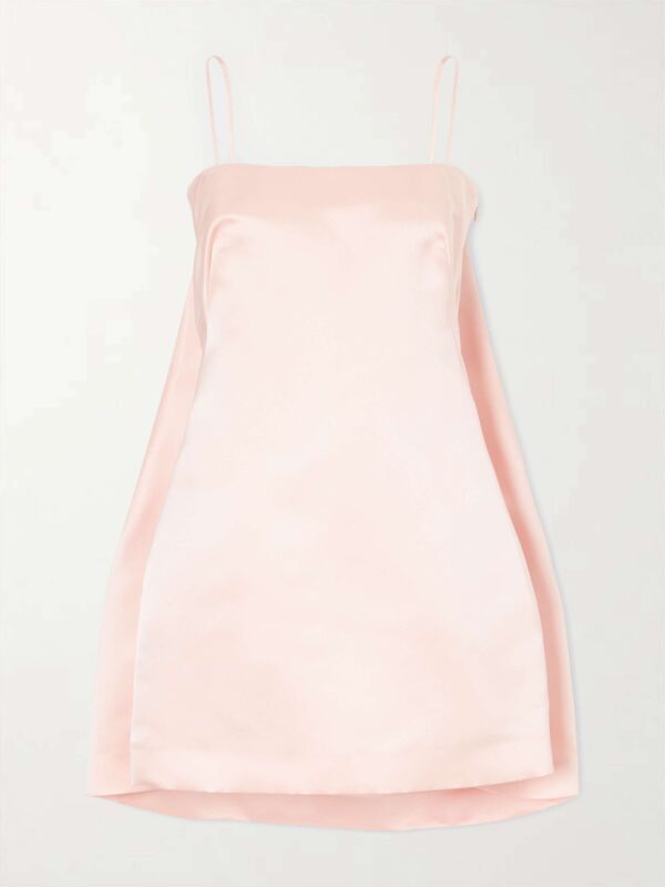 Cape-effect silk-satin mini dress