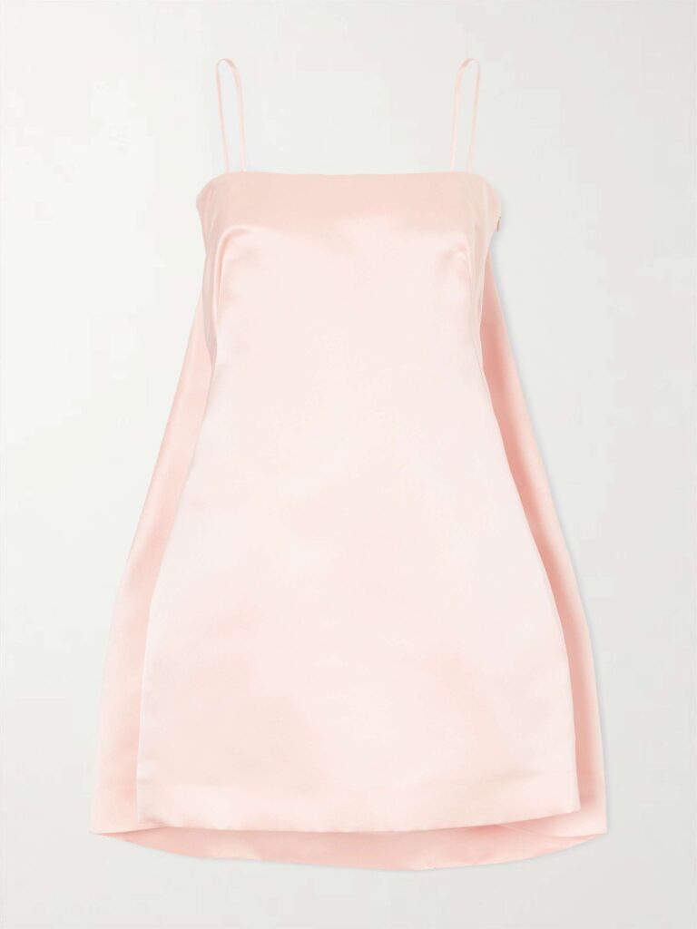 Cape-effect silk-satin mini dress