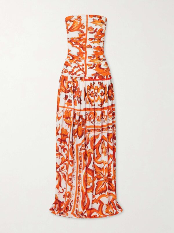 Printed organza maxi dress