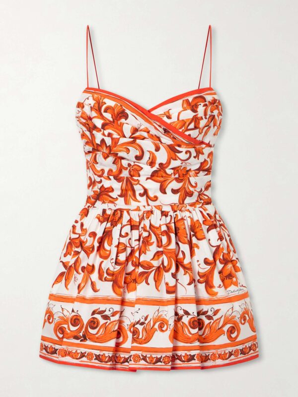 Printed cotton-poplin mini dress