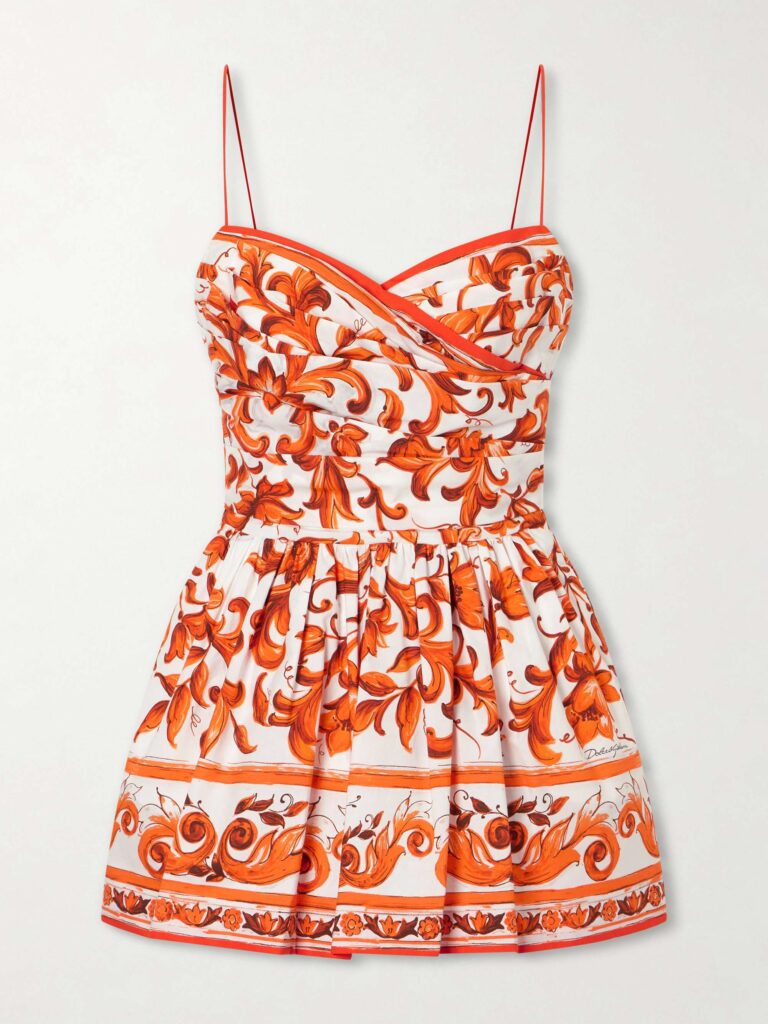 Printed cotton-poplin mini dress
